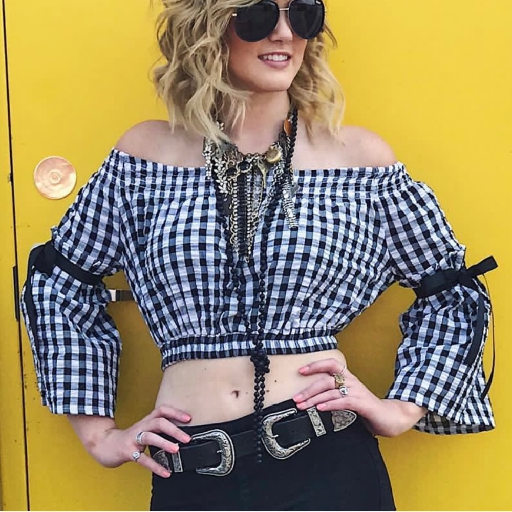 Black & white gingham crop top